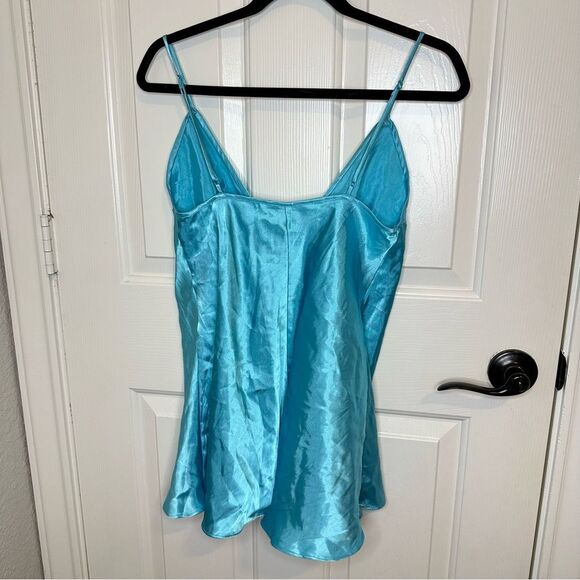 Y2K Victoria’s Secret Blue Tie Front Teddy Lingerie Cami Slip Top Sz M Feminine - Picture 3 of 6